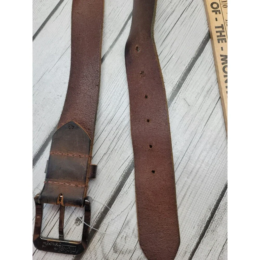 Nickel Smart Black Brown Leather Belt W/ Silver Buckle Men's 42 Lot Of 2